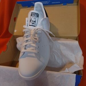 Adidas White & Navy Stan Smith Sneakers